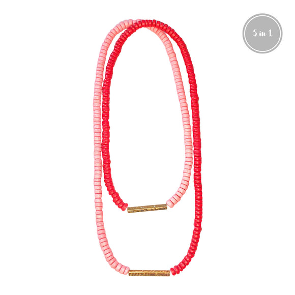 Pink/Red Wrap Necklace (5in1)