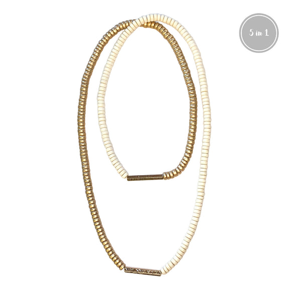 White/Gold Wrap Necklace (5in1)